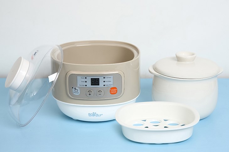 Nồi nấu chậm Bear 0.8 lít DDZ-A08D1 nhỏ gọn, thích hợp nấu cháo, kho thịt và làm các món ninh, hầm