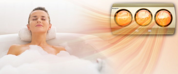 Đèn sưởi nhà tắm Kangaroo KG3BH01 825W có khả năng chống nước và chống cháy nổ tốt, có thể sử dụng trong phòng tắm