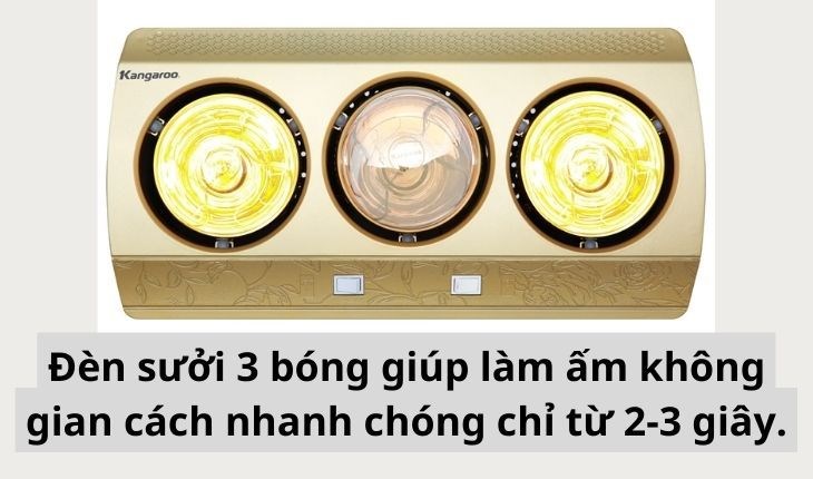 Đèn sưởi nhà tắm Kangaroo KG3BH01 825W giúp làm ấm không gian sống của bạn cách nhanh chóng