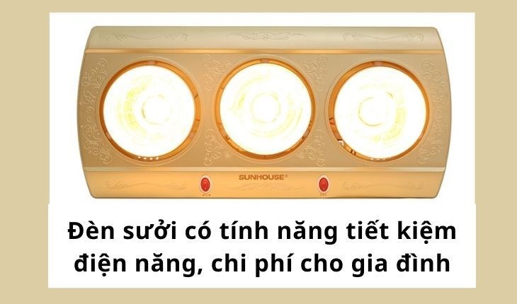 Đèn sưởi nhà tắm Sunhouse SHD3813 825W có tính năng tiết kiệm điện năng, chi phí cho gia đình