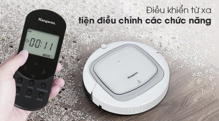 Robot hút bụi Kangaroo KGRB01 Trắng được trang bị điều khiển từ xa cho phép bạn điều chỉnh các chức năng hoạt động linh hoạt