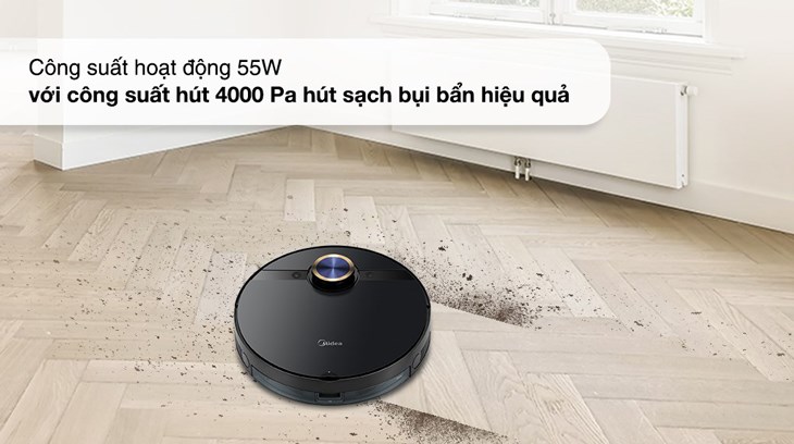 Robot hút bụi lau nhà Midea M7 Pro có công suất hút lên đến 4000Pa, đáp ứng tốt nhu cầu dọn dẹp của chung cư cao tầng và biệt thự