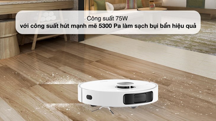 Robot hút bụi lau nhà Dreame L10 Ultra có lực hút tối đa 5300Pa, giúp loại bỏ bụi bẩn nhanh chóng