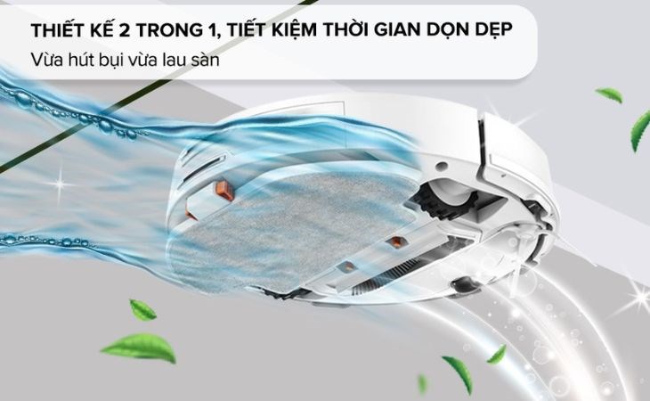 Robot hút bụi lau nhà Xiaomi Vacuum S10 vừa hút bụi vừa lau sàn rất tiện lợi