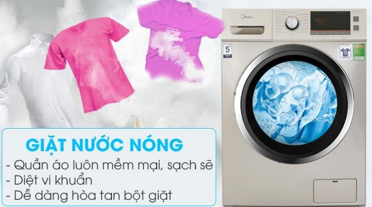 Máy giặt sấy 9 kg Midea MFC90-D1401 có trang bị chế độ giặt nước nóng tiện lợi