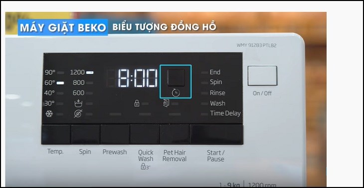 chức năng hẹn giờ giặt máy giặt Beko