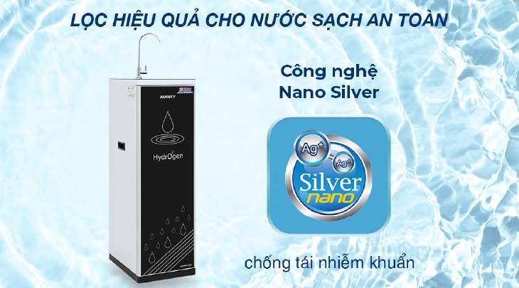 Máy lọc nước RO Sanaky VH101HP 11 lõi có công nghệ kháng khuẩn Nano Silver giúp chống tái nhiễm khuẩn sau khi nước đi qua màng RO