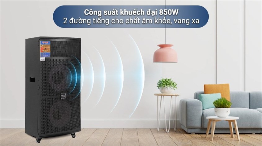 Loa điện karaoke SuYang X-138 850W có công suất 850W với 2 loa bass và treble