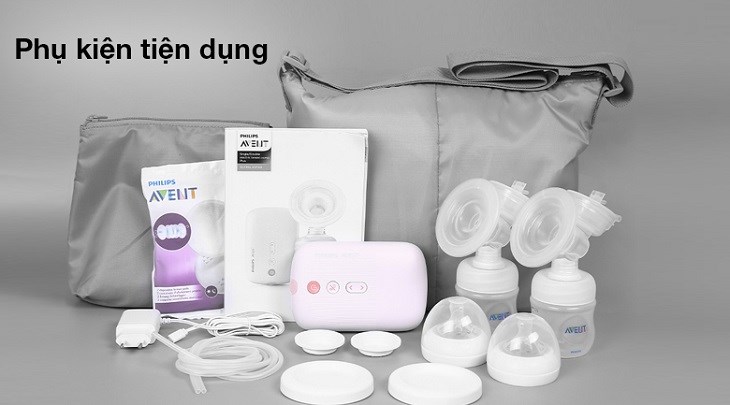 Máy hút sữa điện đôi Philips Avent Eureka SCF393.11 có nhiều phụ kiện tiện dụng đi kèm