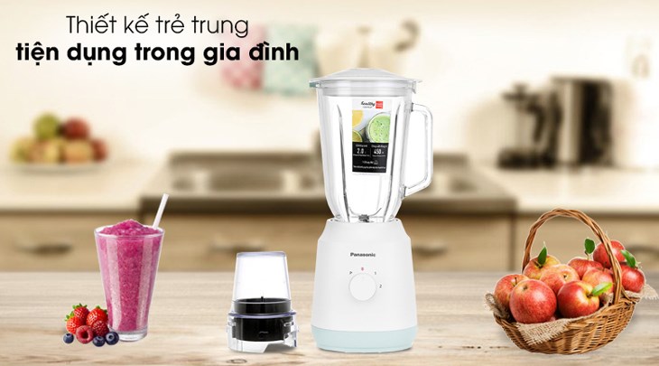 Máy xay sinh tố đa năng Panasonic MX-EX1561WRA khoác trên mình gam màu trắng xanh trẻ trung, đẹp mắt, tô điểm cho căn bếp gia đình