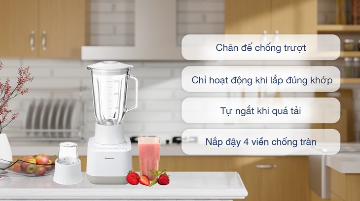 Máy xay sinh tố đa năng Panasonic MX-MG5351WRA được trang bị nhiều tính năng thông minh đi kèm, đảm bảo an toàn cho người sử dụng