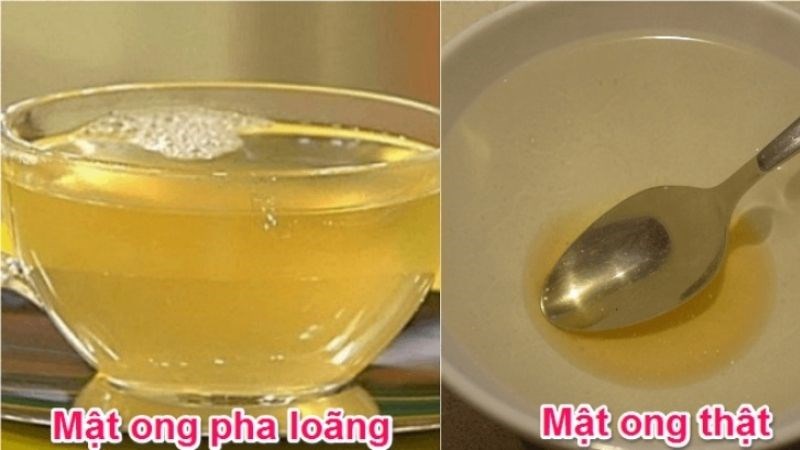 Phân biệt mật ong thật và mật ong giả bằng cách hòa tan vào trong nước Phân biệt mật ong thật và mật ong giả bằng cách hòa tan vào trong nước