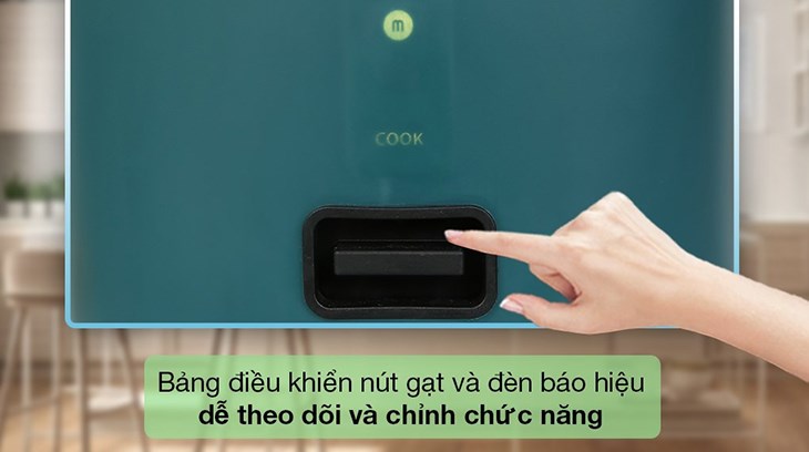 Nồi cơm nắp gài Mishio 0.8 lít MK-265 dễ dàng điều khiển bằng nút gạt, đơn giản và tiện lợi