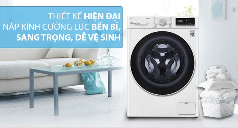 Máy giặt LG Inverter 10.5 kg FV1450S3W2 trang bị chất liệu cao cấp và bền bỉ theo thời gian