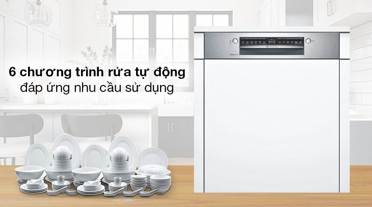 Máy rửa chén bán âm Bosch SMI4ECS14E được tích hợp 6 chương trình rửa đa dạng, thích hợp cho mọi nhu cầu sử dụng