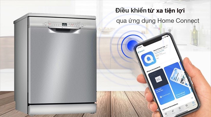 Bạn có thể dễ dàng điều khiển máy rửa chén độc lập Bosch SMS2IVI61E bằng điện thoại qua ứng dụng Home Connect