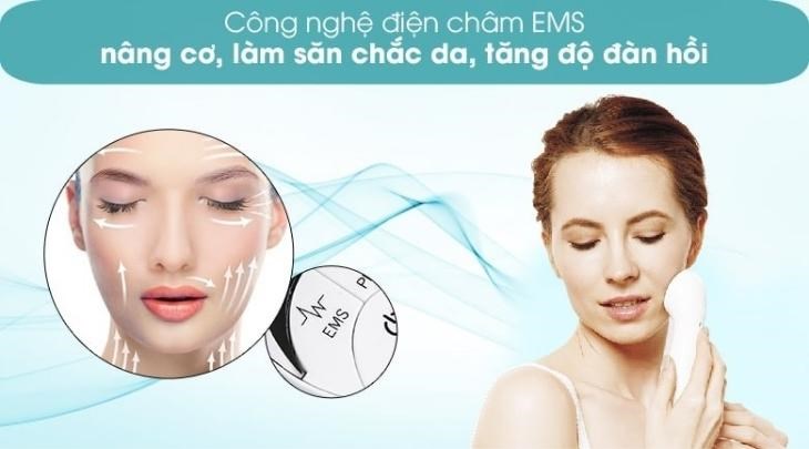 Máy massage Lifetrons EP-100 sở hữu công nghệ điện châm EMS giúp độ đàn hồi của làn da được cải thiện trông thấy