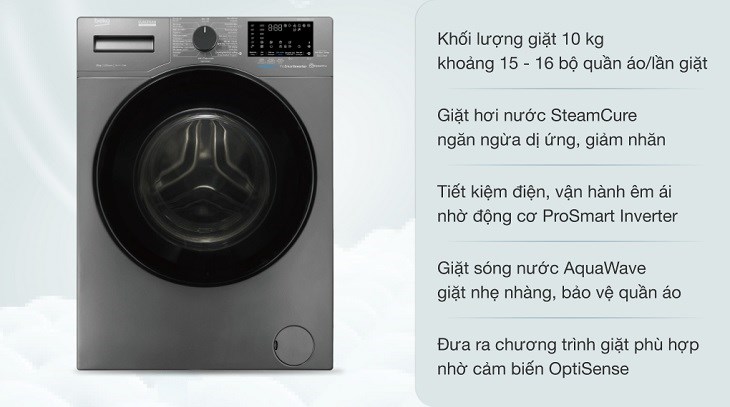 Máy giặt Beko Inverter 10 kg WCV10648XSTM sở hữu nhiều công nghệ