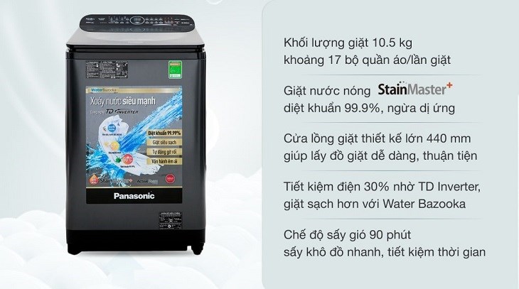 Các công nghệ ưu việt trên máy giặt Panasonic Inverter 10.5 Kg NA-FD10VR1BV