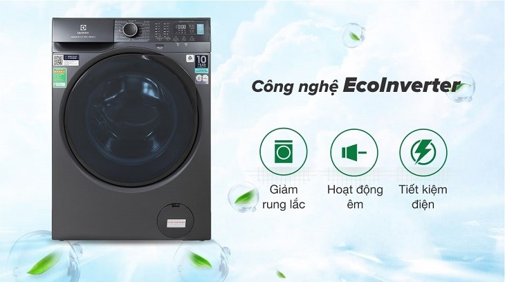 Máy giặt Electrolux Inverter 10 kg EWF1024P5SB được tích hợp công nghệ Eco Inverter hoạt động êm ái và tiết kiệm điện