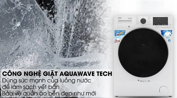 Máy giặt Beko Inverter 8 kg WCV8649XWST được tích hợp công nghệ giặt sóng nước Aquawave Tech độc đáo