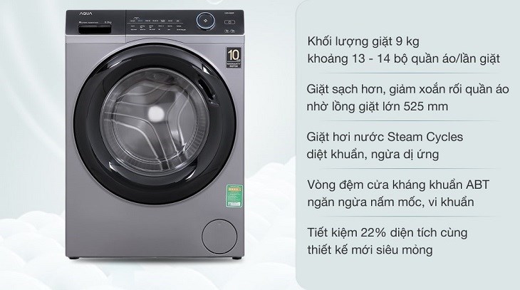 Máy giặt Aqua Inverter 9.0 KG AQD-A900F S được trang bị nhiều công nghệ