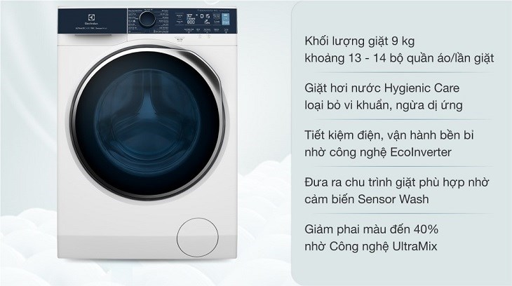 Các công nghệ hiện đại trên máy giặt Electrolux Inverter 9 kg EWF9042Q7WB