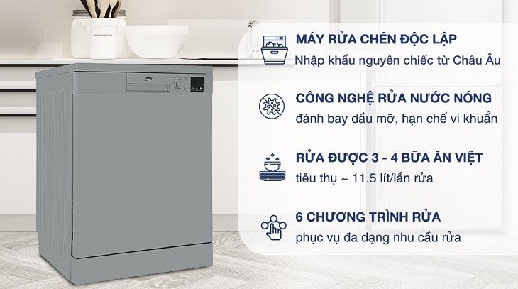 Máy rửa bát độc lập Beko DVN06431S | Home Best 