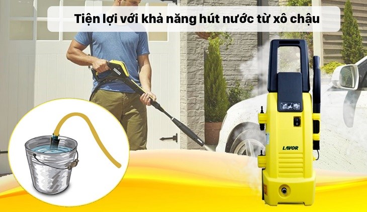 Máy phun xịt rửa áp lực cao Lavor Ninja - Plus 130 1800W có thể hút nước từ xô chậu tiện lợi