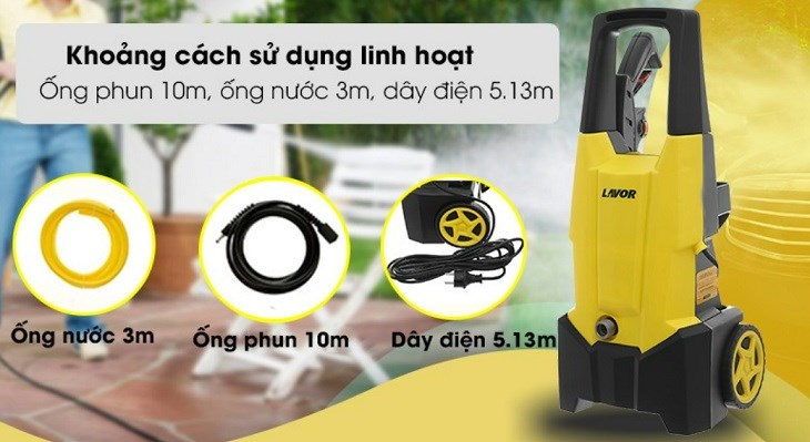 Máy phun xịt rửa áp lực cao Lavor Smart Plus 130 1800W sử dụng lớp vỏ chắc chắc, bền bỉ và hoạt động ổn định dù di chuyển nhiều vị trí