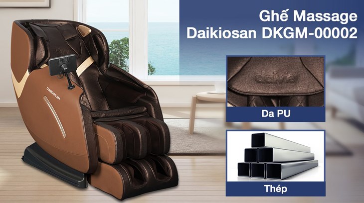 Bề mặt ghế massage Daikiosan DKGM-00002 được bọc da PU bền bỉ, nâng cao tính thẩm mỹ cho không gian sử dụng