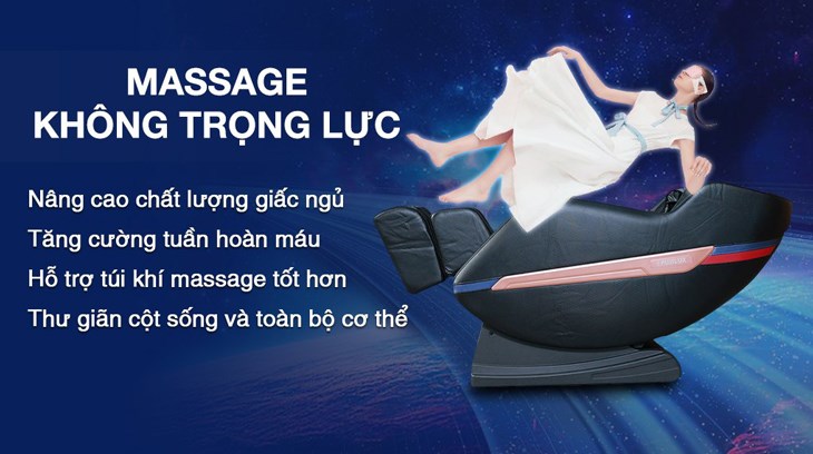 Chế độ massage không trọng lực trên ghế massage Fuji Luxury FJ 699 giúp giảm áp lực lên cột sống, tốt cho hệ xương khớp