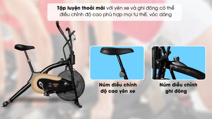 Xe Đạp Tập Thể Dục AirBike Sport MK-299 được trang bị yên xe có thể điều chỉnh chiều cao linh hoạt