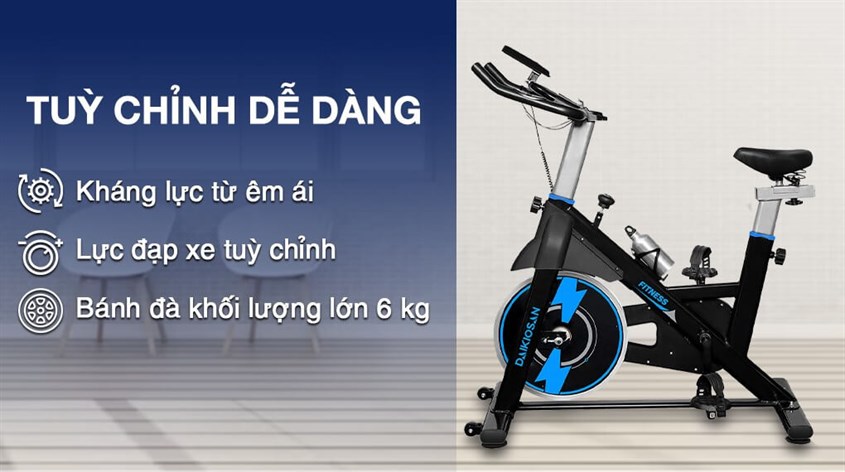 Xe đạp tập thể dục Daikiosan DKXD-00002 với lực đạp xe tùy chỉnh, giúp đáp ứng nhiều nhu cầu của người dùng