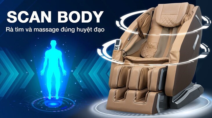 Chế độ quét cơ thể tự động trên ghế Massage Makano MKGM-30002 giúp rà tìm huyệt đạo trên cơ thể