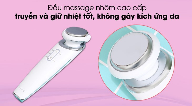 Máy massage mặt Halio Ion Cleansing & Moisturizing White có thân nhựa ABS và đầu máy nhôm cao cấp giúp bảo vệ da
