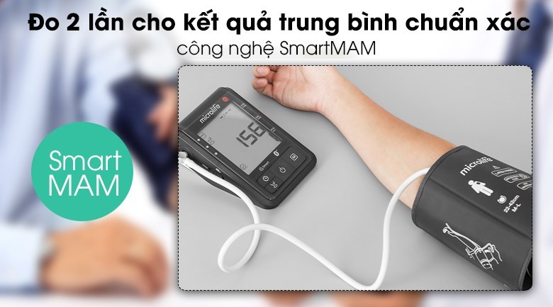 Máy đo huyết áp tự động Microlife B6 Advanced có khả năng đo 2 lần cho kết quả trung bình chính xác