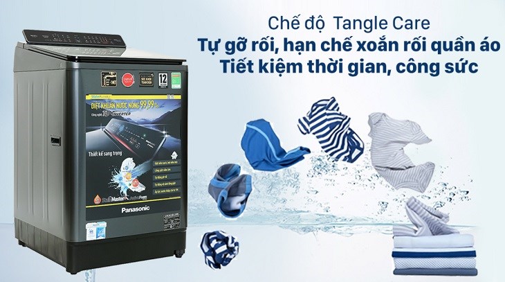 Máy giặt Panasonic Inverter 16 Kg NA-FD16V1BRV giảm thiểu tình trạng nhăn nhúm quần áo sau khi giặt với tính năng tự động gỡ rối Tangle Care
