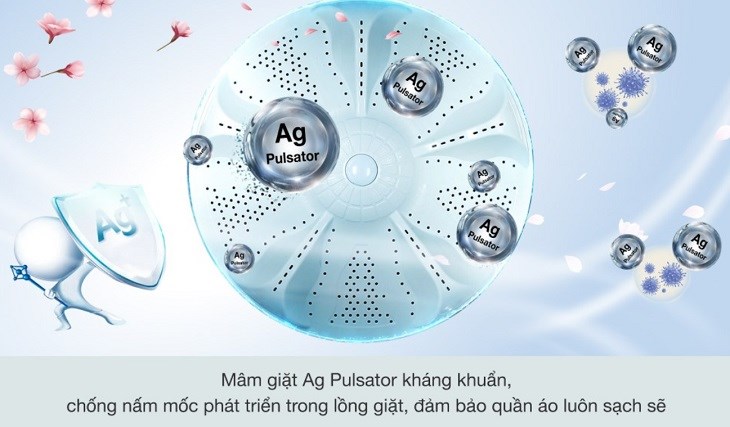 Máy giặt Panasonic 9 Kg NA-F90A9BRV trang bị mâm giặt kháng khuẩn, nâng cao hiệu quả giặt sạch
