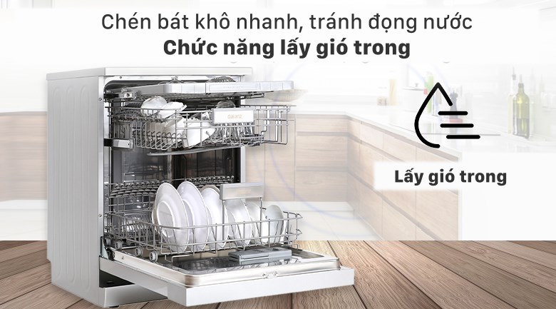 Hạn chế nước đọng sau khi rửa với chức năng lấy gió trong trên máy rửa chén Galanz