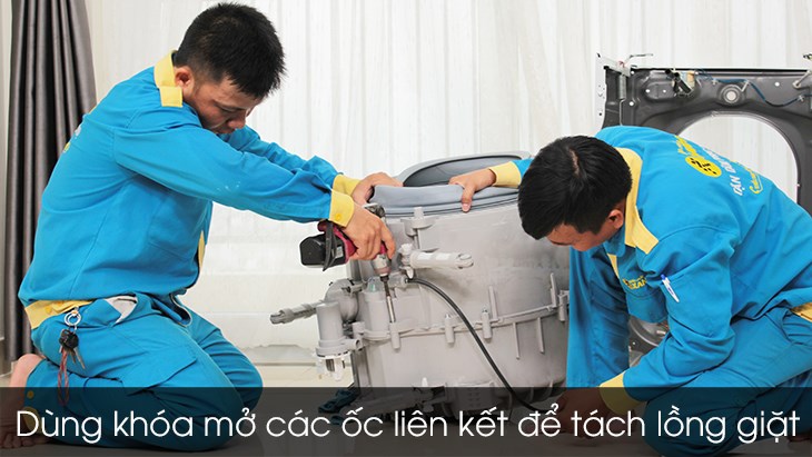 tháo lồng giặt máy giặt cửa trên