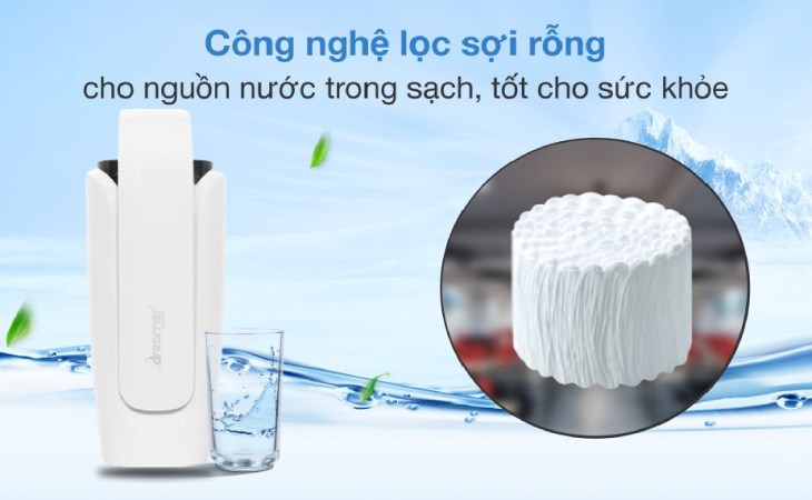 Máy lọc nước ion kiềm Dreamer DHA-WPA160W hỗ trợ công nghệ lọc sợi rỗng giữ lại các khoáng chất tự nhiên trong nước