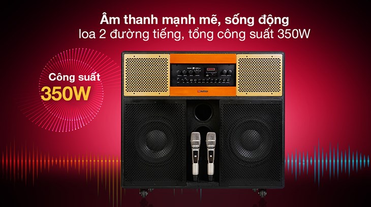Loa điện karaoke Sumico Home Station 10 350W tái tạo âm thanh sống động, vang dội nhờ loa 2 đường tiếng, công suất 350W