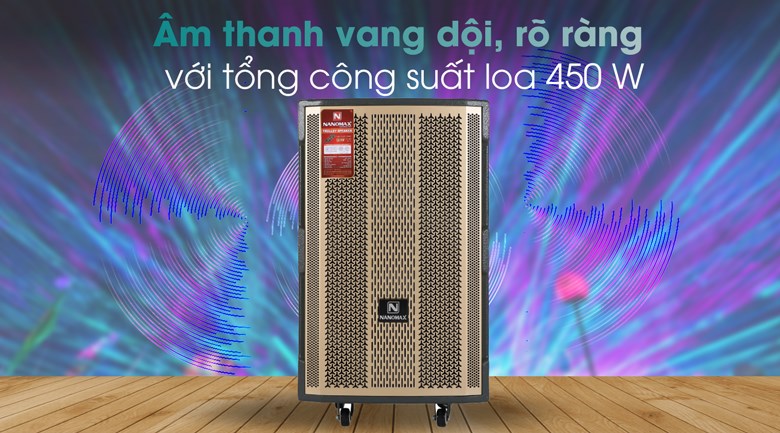 Loa kéo Karaoke Nanomax S-1000 450W có thiết kế hiện đại, âm thanh tốt giúp bạn dễ dàng nghe nhạc tại nhà