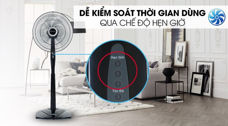 Sử dụng chế độ hẹn giờ tắt trên quạt đứng Sharp 3 cánh PJ-S40RV-DG 50W để kiểm soát thời gian sử dụng quạt tốt hơn