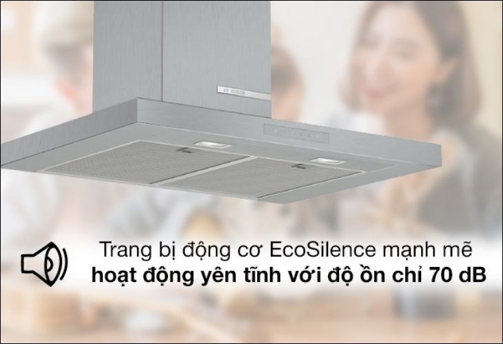 Máy hút mùi áp tường Bosch DWB77CM50 hoạt động yên tĩnh với độ ồn 70dB 