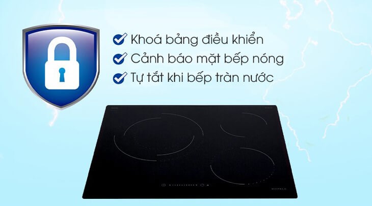 Bếp hồng ngoại 3 vùng nấu lắp âm Hafele HC-R603D (536.01.901) được trang bị nhiều tính năng an toàn giúp đảm bảo an toàn cho người sử dụng