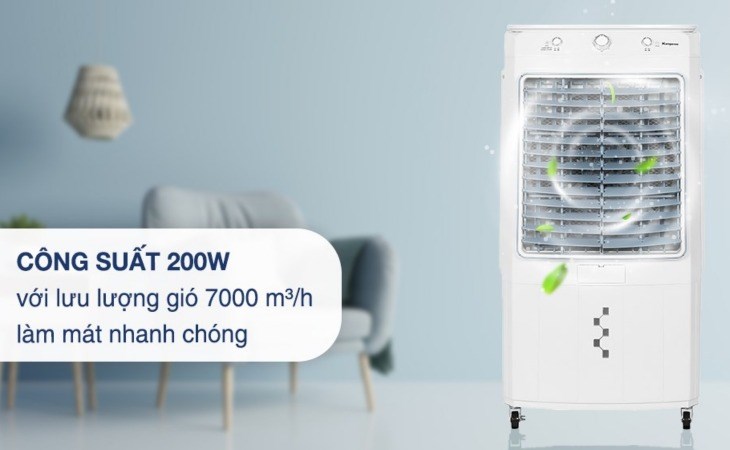 Quạt điều hòa Kangaroo KG50F88 có công suất lớn, cho ra luồng gió 7000 m3/h, giúp làm mát phòng nhanh chóng