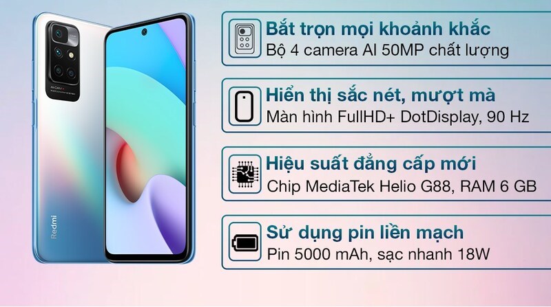 Mặt lưng gradient chuyển màu siêu tinh tế và thẩm mỹ của Redmi 10