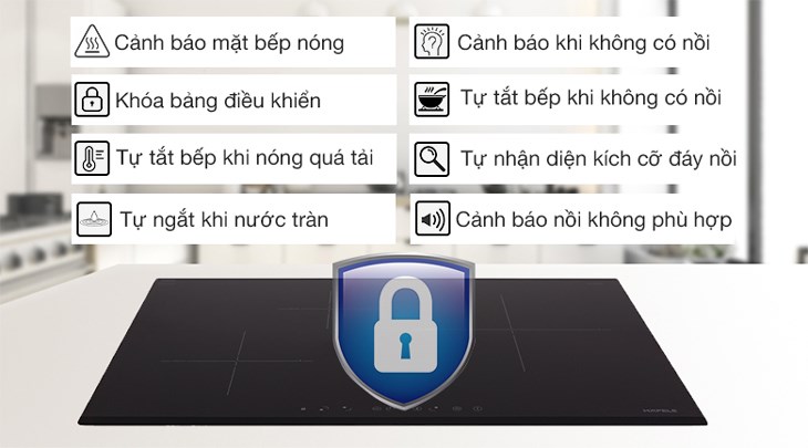 Bếp từ 3 vùng nấu lắp âm Hafele HC-IS773EA (535.02.242) đảm bảo an toàn khi sử dụng và bảo vệ người dùng tối ưu nhờ tích hợp nhiều tính năng an toàn